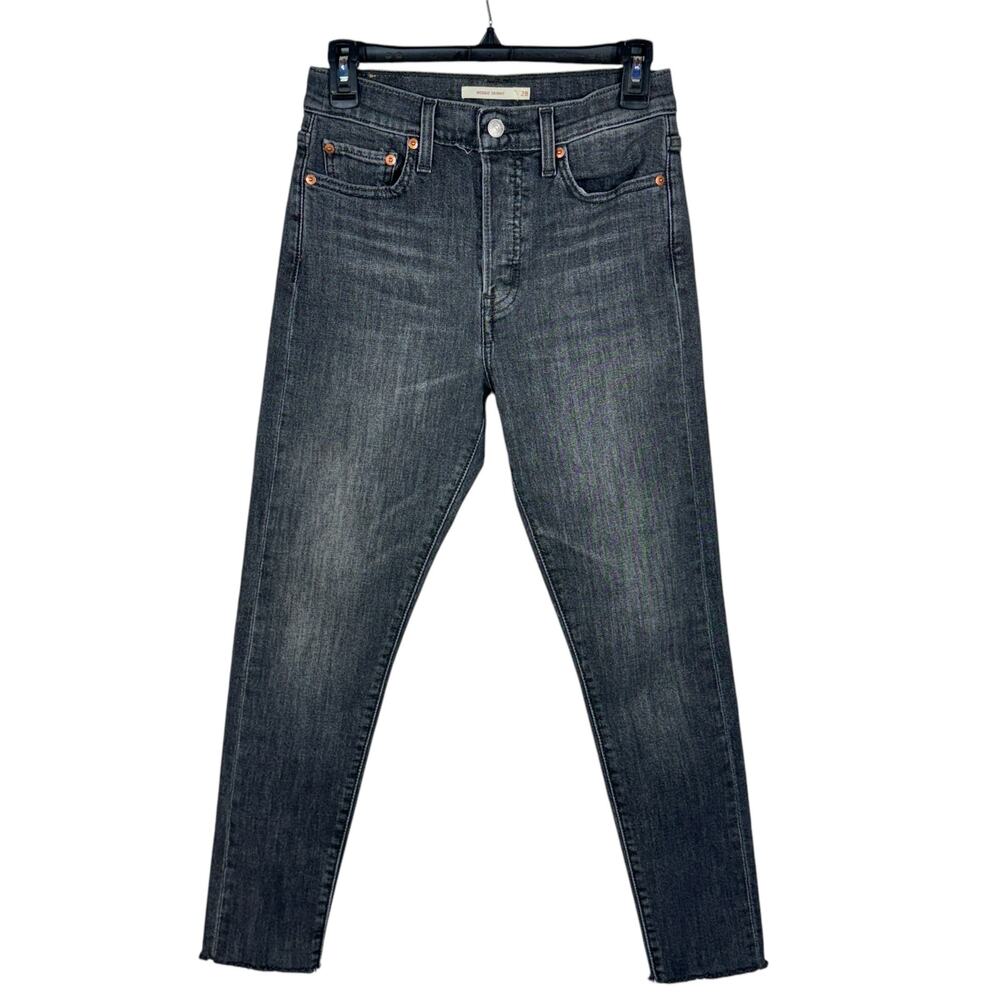 Levi’s SZ 28 Wedgie Skinny Jeans Button-Fly Stretch Frayed Hem Hi-Rise Gray Wash